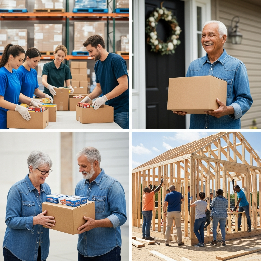 Volunteers Packing Boxes